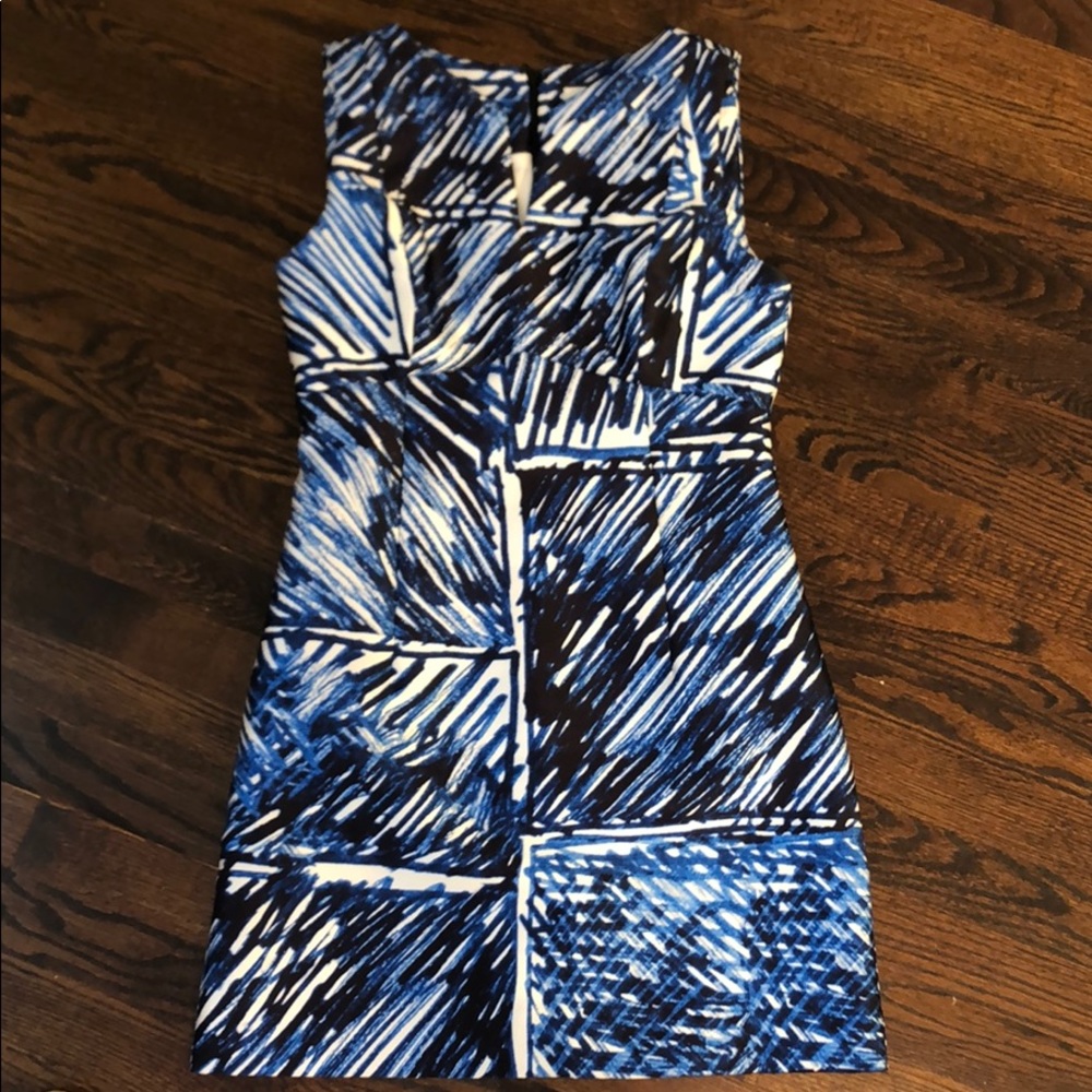 Milly Scribble shift dress blue/black size 4